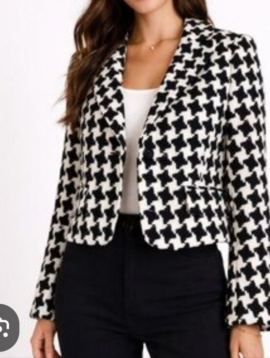 George & Mike Eisen Jackets & Blazers - GEORGE Design MARK Eisen TRENDY Houndstooth BLAZER Black WHITE SIZE 12